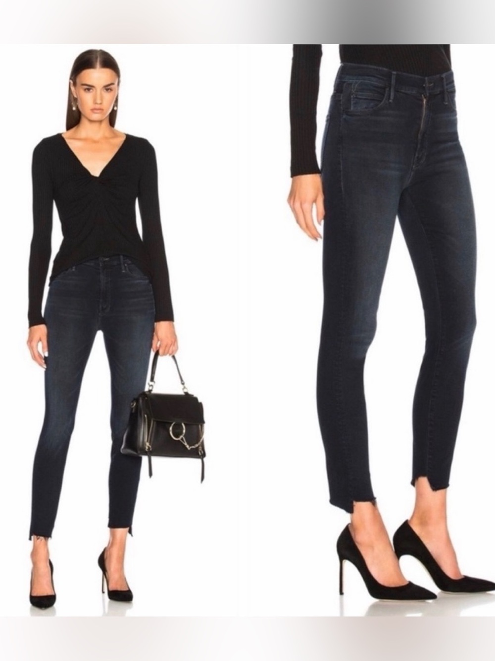 MOTHER Denim The Stunner Two Step Fray Holding Hands Size 28